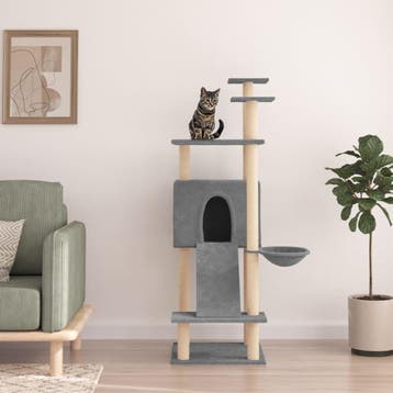 vidaXL Kattenmeubel met sisal krabpalen 153 cm lichtgrijs, Verzenden, Nieuw