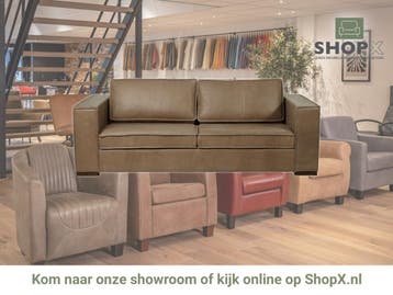 Leren bank Fine - 3 zits - Vintage Taupe (taupe/bruin) -, Huis en Inrichting, Banken | Bankstellen, Nieuw, Ophalen of Verzenden