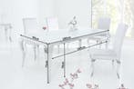 Eettafel Modern Barok 180cm wit zilver/ 37903, Huis en Inrichting, Tafels | Eettafels, Ophalen of Verzenden, Nieuw