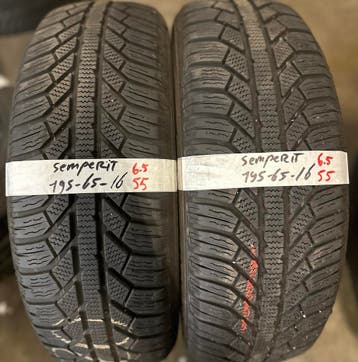 2x195-65-16 semperit winter 6.5mm €55 per band 195 65 16, Ophalen, Gebruikt, 16 inch, Winterbanden