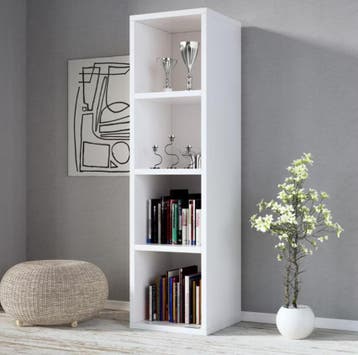 Boekenkast Skylar MDF-Wit 106x30x30cm (Meubelen, Interieur), Verzenden
