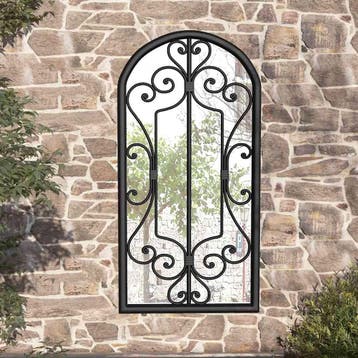 vidaXL Tuinspiegel 70x30 cm ijzer zwart, Verzenden, Nieuw