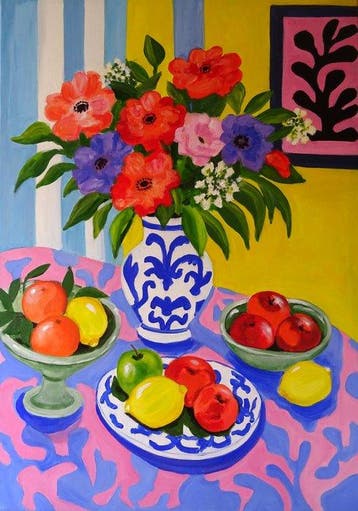 Corina Schroeder - Still life with anemones and fruits XL
