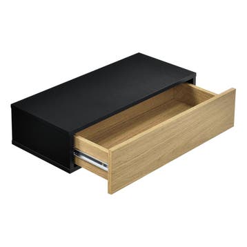 Wandplank met lade 50x24x12cm 2 stuks set zwart en houtlook, Verzenden, Nieuw
