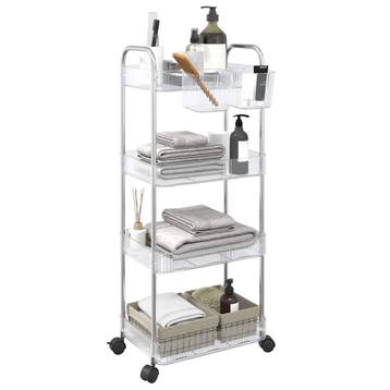 vidaXL Opbergtrolley 4-laags 37x28x95 cm acryl transparant, Verzenden, Nieuw
