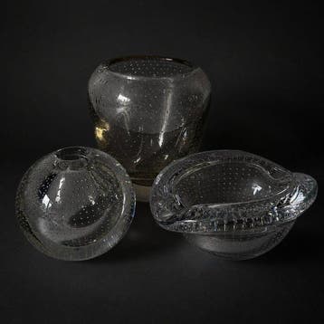 Leerdam - A.D. Copier - Vaas (3) - Glas - Spijkerbol Vazen