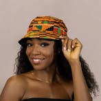 Bucket hat / Vissershoedje met Afrikaanse print - Kente oran, Ophalen of Verzenden, Nieuw