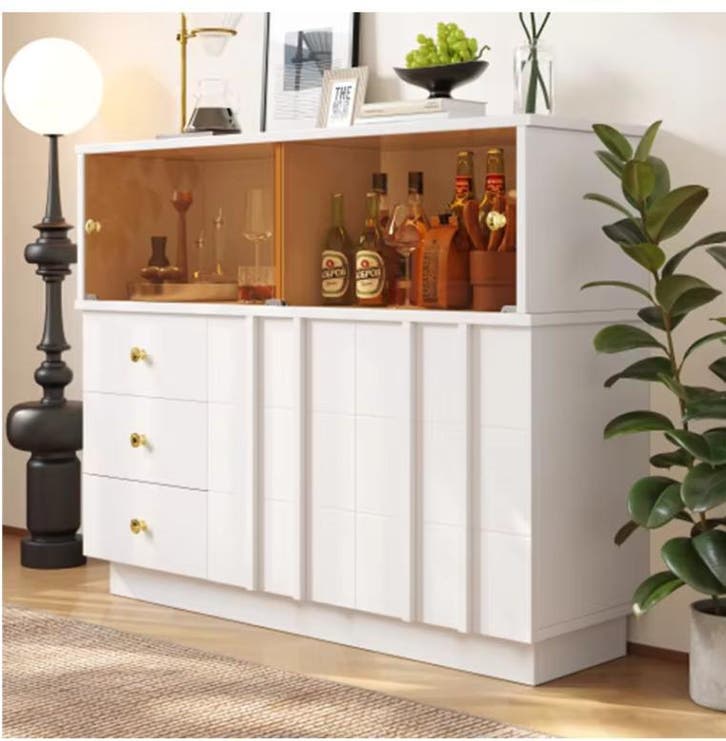 Witte Keukenkast met Glazen Deuren – Dressoir 120x95 cm, Huis en Inrichting, Keuken | Keukenelementen, Nieuw, Verzenden