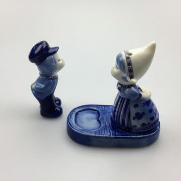 Peper en Zout Kussend Paartje Delftsblauw in showdoosje, Ophalen of Verzenden, Nieuw