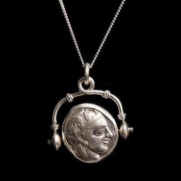 Oud-Grieks Zilver Atheneense tetradrachme draaibare hanger