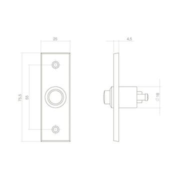 Intersteel Deurbel rechthoekig smal 75x25x4mm - messing, Huis en Inrichting, Deurbellen, Verzenden, Nieuw