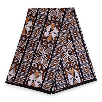 Afrikaanse print stof - Donkerbruin en wit Bogolan Symbols -, Ophalen of Verzenden, Nieuw