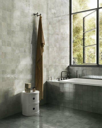 Wandtegel Arcadia Sartoria Green Groen Glans 13x13, Nieuw, Minder dan 20 cm, 10 m² of meer, Wandtegels
