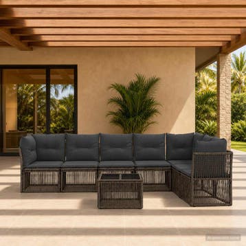 vidaXL Tuinbankenset 8 st Grijs poly rattan, Verzenden, Nieuw, 8 zitplaatsen