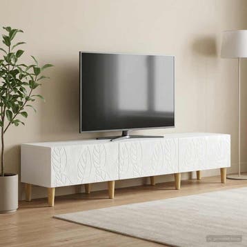 vidaXL TV-kast 147 x 34,5 x 30 cm Hoogglans Wit Bewerkt hout, Minder dan 50 cm, Verzenden, Nieuw, Minder dan 100 cm
