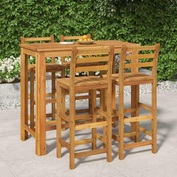 vidaXL 5-delige Tuinbarset massief acaciahout, Verzenden, Nieuw, Hardhout, 4 zitplaatsen