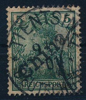 Duits postkantoor in China 1901 - 5 Pfg. Germania met, Gestempeld