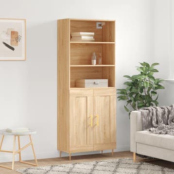 vidaXL buffetkast 69,5x34x180 cm bewerkt hout sonoma, Minder dan 50 cm, Verzenden, Nieuw, Minder dan 100 cm