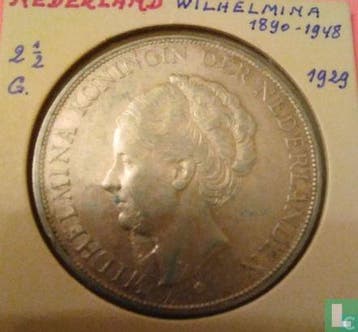 Nederland 2½ gulden 1929, Verzenden, Overige waardes, Losse munt, Goud