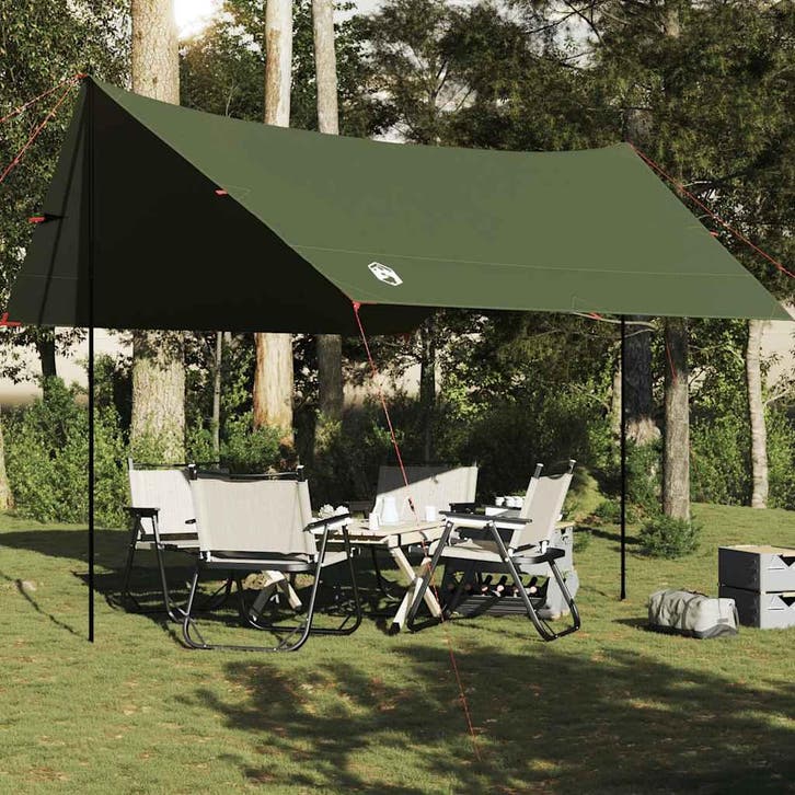vidaXL Kampeerluifel waterdicht 438x376x212 cm olijfgroen, Caravans en Kamperen, Tenten, Nieuw, tot en met 2, Verzenden