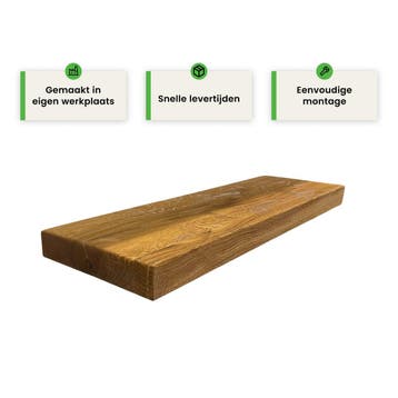 Houten wandplank - Pure - Klein - 4cm dik eiken - Recht, Verzenden, Nieuw