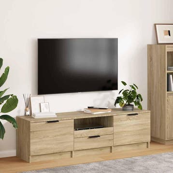 vidaXL Tv-meubel Sonoma eiken 140x35x40 cm bewerkt hout, Minder dan 50 cm, Verzenden, Nieuw, Minder dan 100 cm