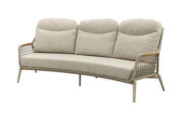 VDG Bilbao 3-zits rope loungebank - Latte/Teak, Tuin en Terras, Verzenden, Nieuw, Hout