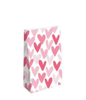 4x Blokzak ROZE hartjesregen Maat L (Blokbodemzak), Diversen, Ophalen of Verzenden, Nieuw, Cadeauzakje