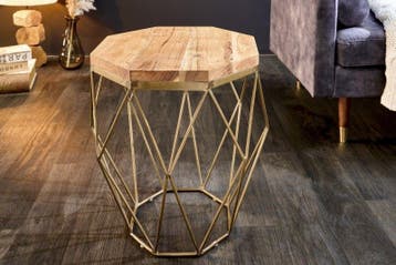 Abstract bijzettafel DIAMOND 50cm natuurlijk acacia messing, Ophalen of Verzenden, Nieuw