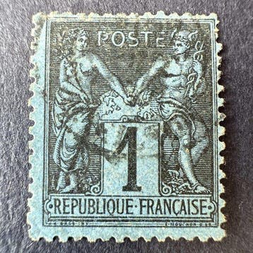 Frankrijk - Y&T 84 Sage 1c bleu de Prusse geoblitereerd -, Gestempeld