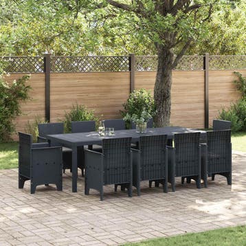 vidaXL Tuin Eetset 11 st Antraciet Polypropyleen, Verzenden, Nieuw, Meer dan 8 zitplaatsen