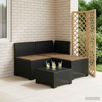 vidaXL 3-zits tuinbank met kussens in rattanlook PP, Verzenden, Nieuw