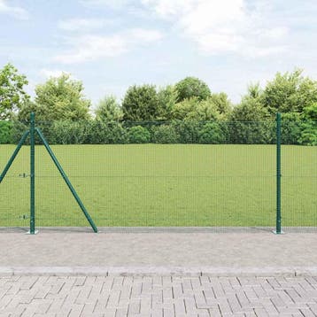 vidaXL gelast draadhek met betonnen voetstuk 100 x 1 m Groen, Verzenden, Nieuw, IJzer