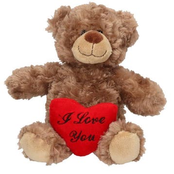 Bruin pluche knuffelbeertje - I Love You hartje - 24 cm, Kinderen en Baby's, Speelgoed | Knuffels en Pluche, Verzenden, Nieuw