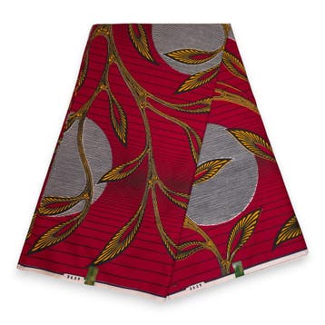 VLISCO stof Hollandais Afrikaanse Wax print - Rood VL03639 -, Hobby en Vrije tijd, Stoffen en Lappen, Ophalen of Verzenden, Nieuw