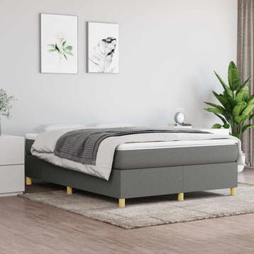 vidaXL Boxspring bed stof donkergrijs 140x190 cm, Verzenden, Nieuw, Tweepersoons, 140 cm