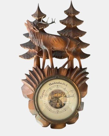 handgemaakt - Barometer - Hout - Zwart woud barometer