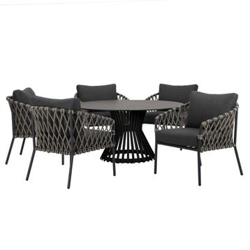 Amalfi Pasadena low dining tuinset 6 delig antraciet, Ophalen of Verzenden, Nieuw