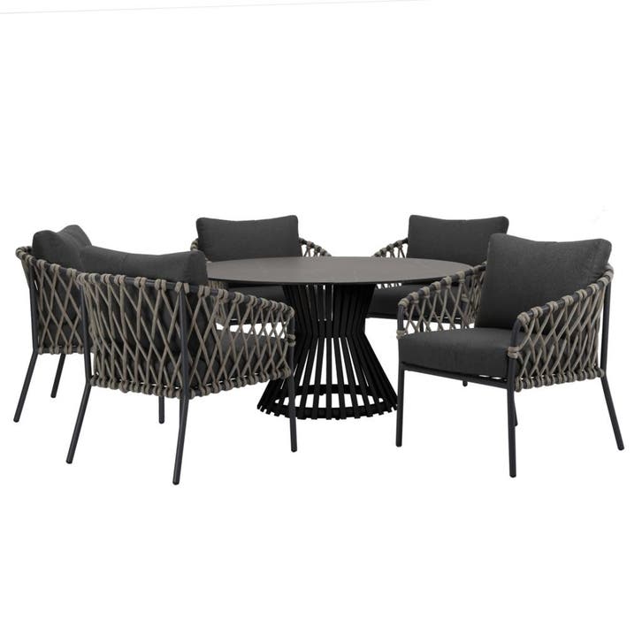 Amalfi Pasadena low dining tuinset 6 delig antraciet, Tuin en Terras, Tuinsets en Loungesets, Nieuw, Ophalen of Verzenden