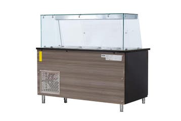 Saladette met 4 deuren - houten bekleding en luxe zwart gran, Verzenden, Nieuw in verpakking, Koelen en Vriezen