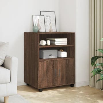 vidaXL Rolkast 60x48x81 cm bewerkt hout bruin eikenkleur, Verzenden, Nieuw