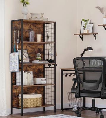 Industrieel Boekenrek met 4 S-Haken – Boekenkast 74x30×155cm, Huis en Inrichting, Met plank(en), Verzenden, Nieuw, 50 tot 100 cm