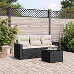 vidaXL 4-delige Loungeset met kussens poly rattan zwart, Tuin en Terras, Tuinsets en Loungesets, Verzenden, Nieuw, Rotan, Loungeset