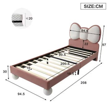 Gestoffeerd kinderbed 90x200 met LED licht, Verzenden, Nieuw