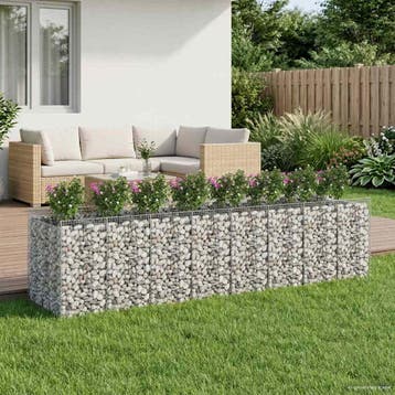 vidaXL Gabion Verhoogd Bed 4 st 400 x 100 x 100 cm zilver, Verzenden, Nieuw, IJzer