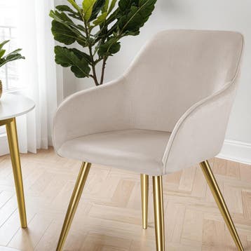 Eetkamerstoel Marilyn fluweellook, gouden poten, Verzenden, Nieuw