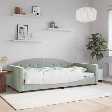 vidaXL Slaapbank 100x190 cm fluweel lichtgrijs, 100 cm, Eenpersoons, Verzenden, Nieuw