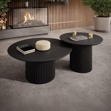 Salontafel rond set van 2 mat zwart nieuw gratis bezorging, Huis en Inrichting, Tafels | Salontafels, Overige materialen, 50 tot 100 cm