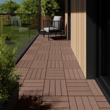 Set tuintegels Tegulas, WPC in houtlook - bruin, Set van 11, Tuin en Terras, Verzenden, Nieuw
