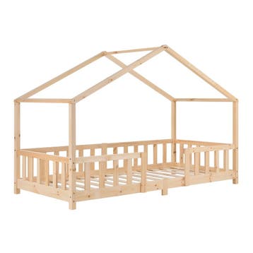Kinderbed Treviolo huisbed 90x200 cm naturel [en.casa], Verzenden, Nieuw